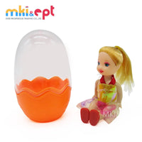 HKM-415379 Colorful Transparent Plastic Surprise Eggs with Mini Dolls - Set of 12