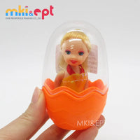 HKM-415379 Colorful Transparent Plastic Surprise Eggs with Mini Dolls - Set of 12