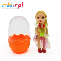 HKM-415379 Colorful Transparent Plastic Surprise Eggs with Mini Dolls - Set of 12