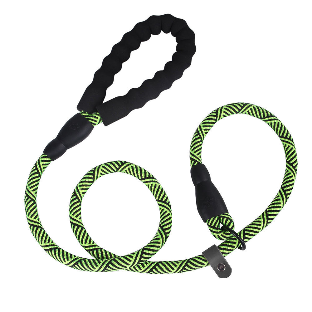 HKM-415379 Durable Nylon Tow Rope Dog Leash with Pull-Resistant Chain in Various Colors