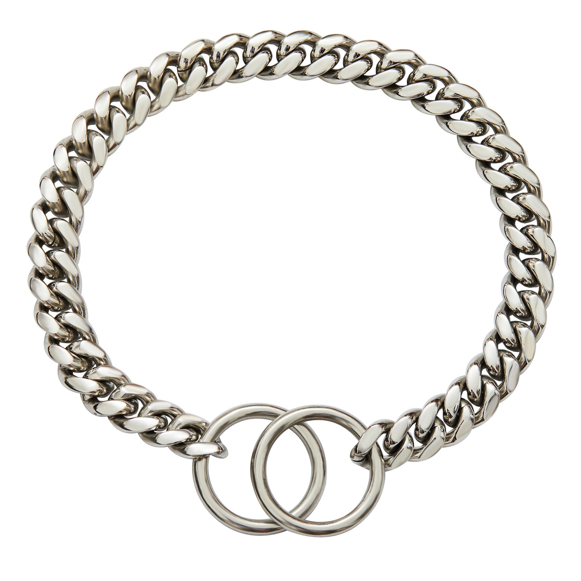 HKM-415443 Stainless Steel Pet Dog Leash with Encrypted Collar - Geometry Pattern in Black, Gold, Rose Gold