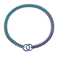 HKM-415443 Stainless Steel Pet Dog Leash with Encrypted Collar - Geometry Pattern in Black, Gold, Rose Gold
