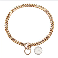 HKM-415443 Stainless Steel Pet Dog Leash with Encrypted Collar - Geometry Pattern in Black, Gold, Rose Gold