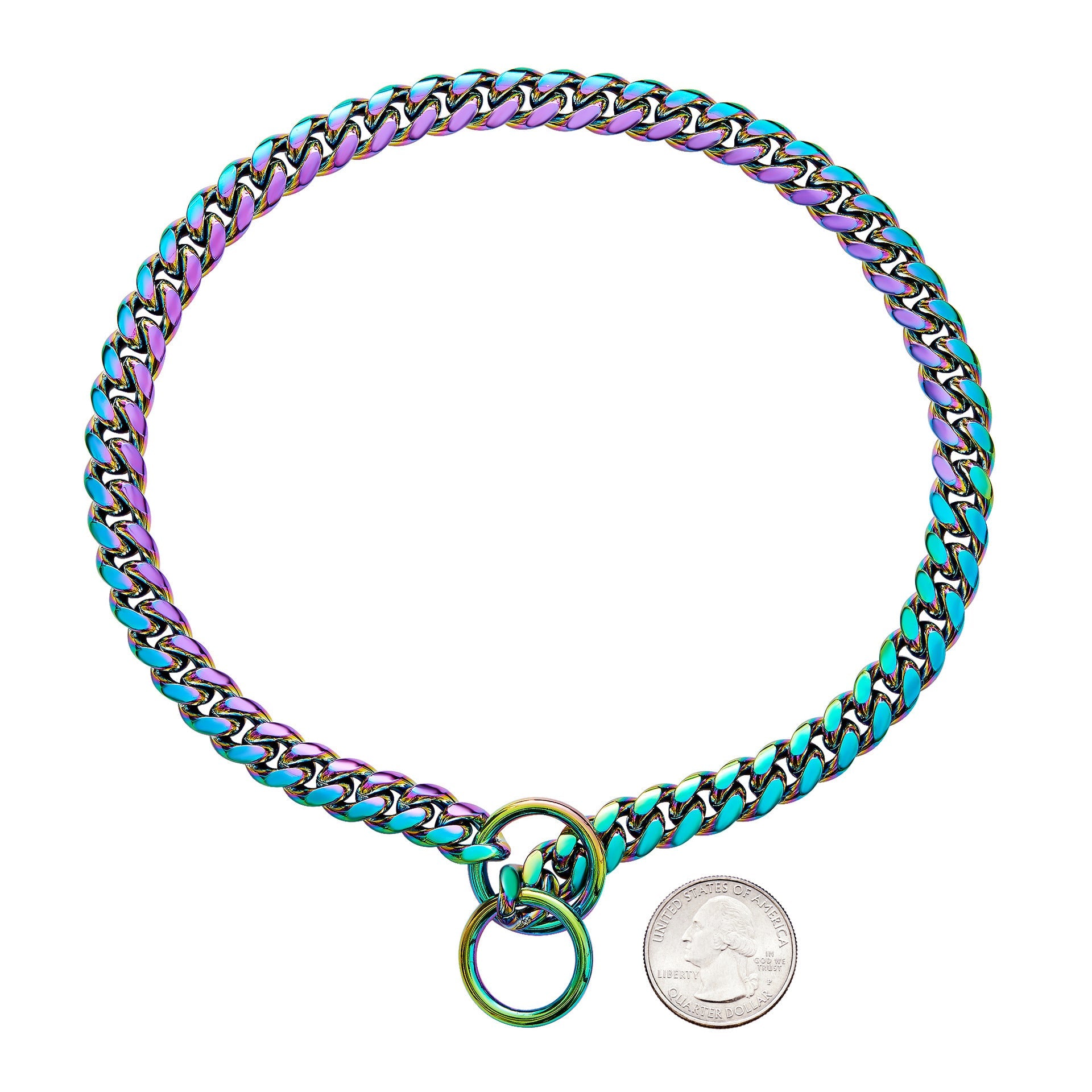 HKM-415443 Stainless Steel Pet Dog Leash with Encrypted Collar - Geometry Pattern in Black, Gold, Rose Gold