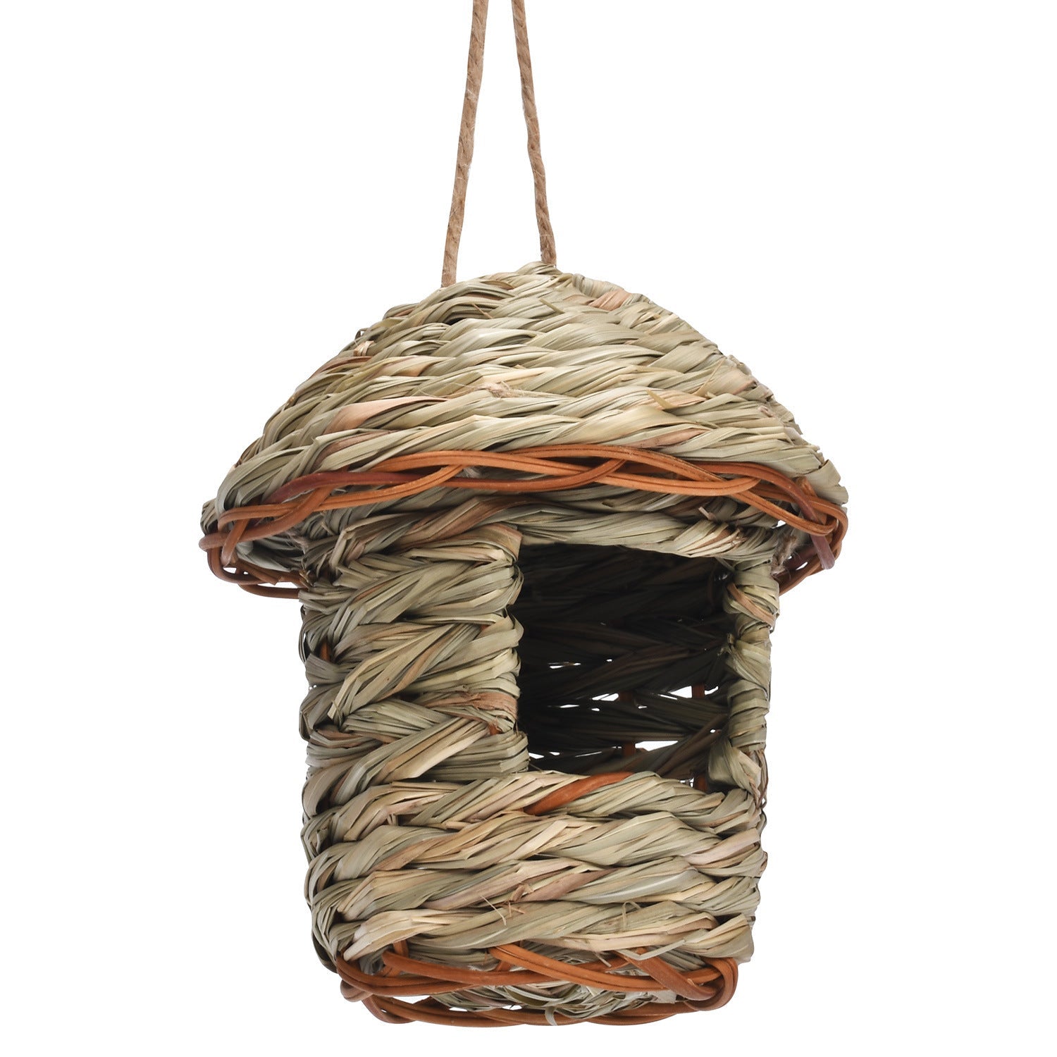 HKM-415507 Handmade Natural Color Straw Bird Nest for Small Birds - Green and Yellow Grass, Black Grass