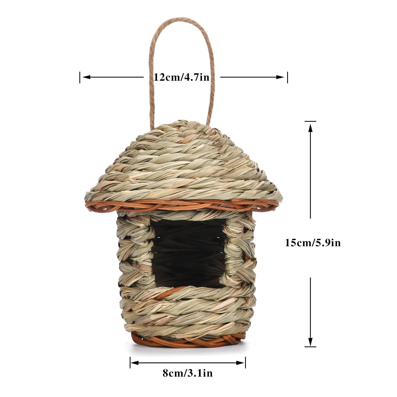 HKM-415507 Handmade Natural Color Straw Bird Nest for Small Birds - Green and Yellow Grass, Black Grass