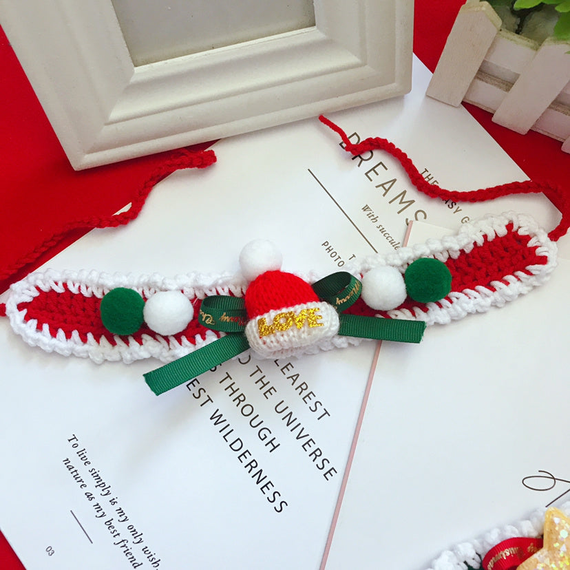 HKM-415571 Handmade Wool Pet Collar for Christmas - Festive Colors & Sizes S/M