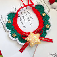 HKM-415571 Handmade Wool Pet Collar for Christmas - Festive Colors & Sizes S/M