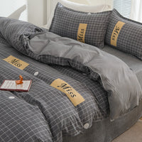 HKM-415571 Washed Cotton Cartoon & Floral Bed Sheet Set - Three or Four-Piece Options