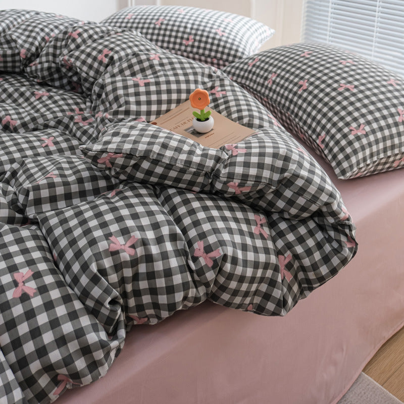 HKM-415571 Washed Cotton Cartoon & Floral Bed Sheet Set - Three or Four-Piece Options