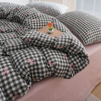 HKM-415571 Washed Cotton Cartoon & Floral Bed Sheet Set - Three or Four-Piece Options