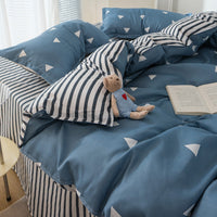 HKM-415571 Washed Cotton Cartoon & Floral Bed Sheet Set - Three or Four-Piece Options