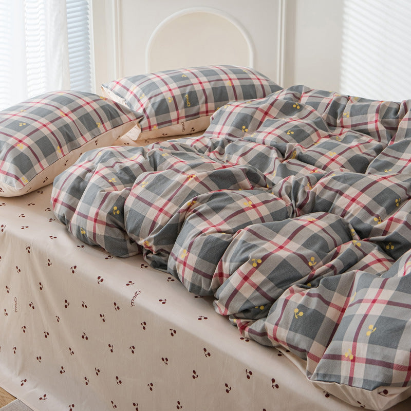 HKM-415571 Washed Cotton Cartoon & Floral Bed Sheet Set - Three or Four-Piece Options
