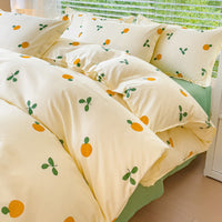 HKM-415571 Washed Cotton Cartoon & Floral Bed Sheet Set - Three or Four-Piece Options