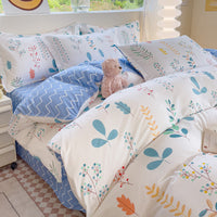HKM-415571 Washed Cotton Cartoon & Floral Bed Sheet Set - Three or Four-Piece Options