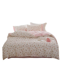HKM-415571 Washed Cotton Cartoon & Floral Bed Sheet Set - Three or Four-Piece Options