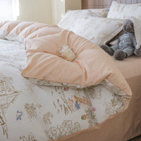 HKM-415571 Washed Cotton Cartoon & Floral Bed Sheet Set - Three or Four-Piece Options