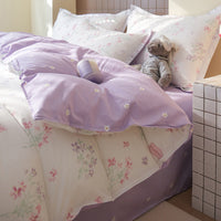 HKM-415571 Washed Cotton Cartoon & Floral Bed Sheet Set - Three or Four-Piece Options