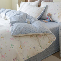 HKM-415571 Washed Cotton Cartoon & Floral Bed Sheet Set - Three or Four-Piece Options