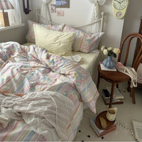 HKM-415891 Retro Floral Cotton Bedding Set - Available in Multiple Sizes and Styles