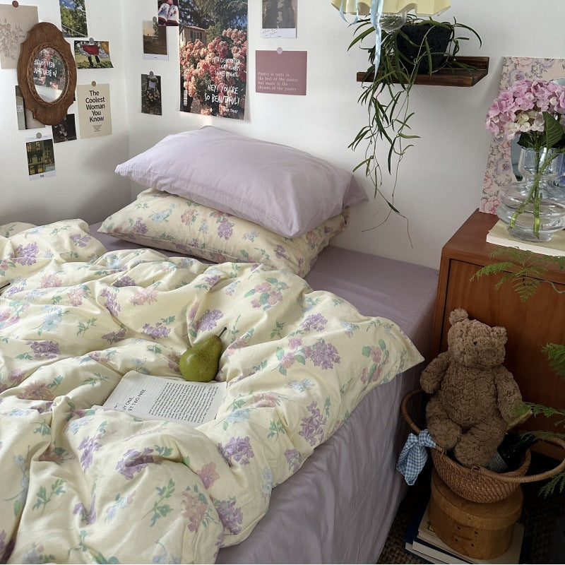 HKM-415891 Retro Floral Cotton Bedding Set - Available in Multiple Sizes and Styles
