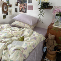 HKM-415891 Retro Floral Cotton Bedding Set - Available in Multiple Sizes and Styles