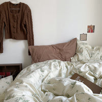 HKM-415891 Retro Floral Cotton Bedding Set - Available in Multiple Sizes and Styles