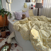 HKM-415891 Retro Floral Cotton Bedding Set - Available in Multiple Sizes and Styles