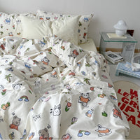 HKM-415891 Retro Floral Cotton Bedding Set - Available in Multiple Sizes and Styles