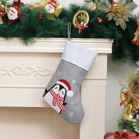 HKM-416019 Gray Cartoon Christmas Tree Pendant Gift Bag – Penguin, Bear, Santa Claus, Snowman Designs