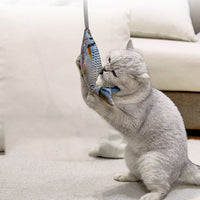 HKM-416019 Interactive Plush Fish Cat Toy with Catnip – Realistic Swinging Design for Engaging Play