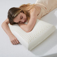 HKM-416019 Natural Latex Neck Pillow, Rectangular Shape, 10.1-15cm Height, Polyester Cotton Fabric, White Color, Dimensions 60x40cm