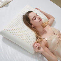 HKM-416019 Natural Latex Neck Pillow, Rectangular Shape, 10.1-15cm Height, Polyester Cotton Fabric, White Color, Dimensions 60x40cm
