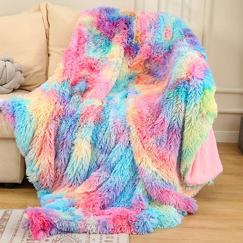 HKM-416147 Rainbow Tie-Dye Double Layer Blanket in Various Sizes and Colors