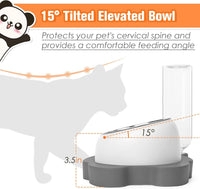 HKM-416403 Elevated Tilted Cat and Dog Food Bowl Set with Automatic Water Dispenser - Eco-Friendly Stainless Steel Design