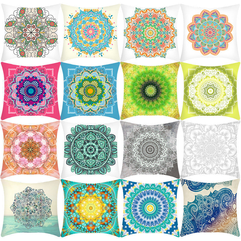 KTX-416403 Mandala Ethnic Print Single-Sided Bolster Cushion - 45x45cm, Various Colors