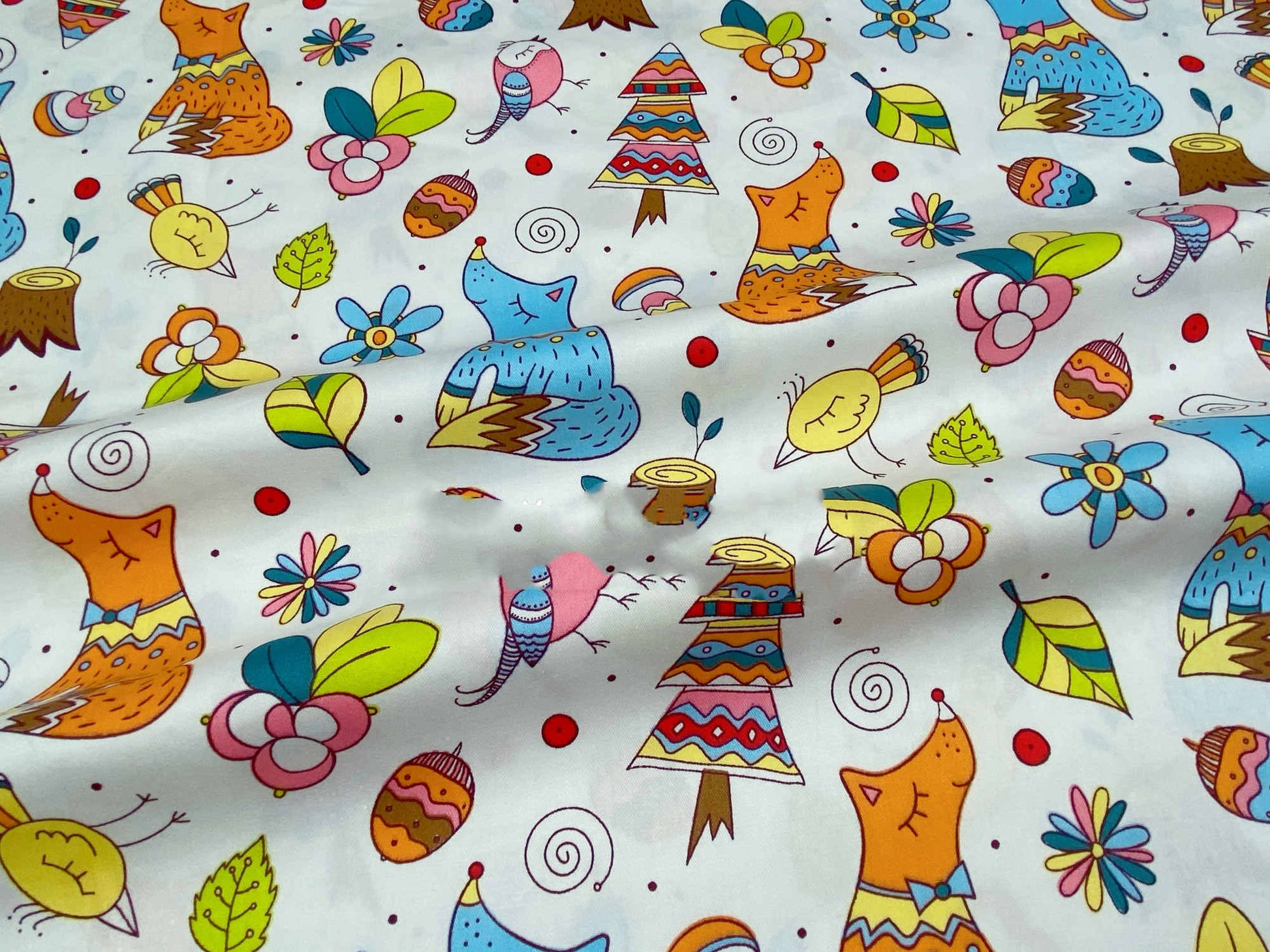HKM-416531 Cotton Twill Quilt Cover with Cartoon Plant and Animal Prints - Multiple Colors Available