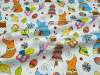 HKM-416531 Cotton Twill Quilt Cover with Cartoon Plant and Animal Prints - Multiple Colors Available