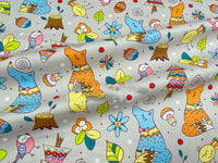 HKM-416531 Cotton Twill Quilt Cover with Cartoon Plant and Animal Prints - Multiple Colors Available