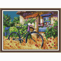 HKM-416723 New Rural Floral Cross Stitch Kit - Modern Simplicity in Eco Cotton & Egyptian Cotton for Living Spaces
