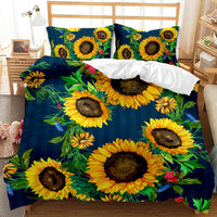 HKM-416723 Sunflower Pattern Modern Quilt Cover Set with Pillowcases in Multiple Sizes