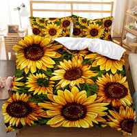 HKM-416723 Sunflower Pattern Modern Quilt Cover Set with Pillowcases in Multiple Sizes