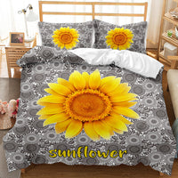 HKM-416723 Sunflower Pattern Modern Quilt Cover Set with Pillowcases in Multiple Sizes