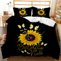 HKM-416723 Sunflower Pattern Modern Quilt Cover Set with Pillowcases in Multiple Sizes
