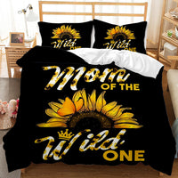 HKM-416723 Sunflower Pattern Modern Quilt Cover Set with Pillowcases in Multiple Sizes