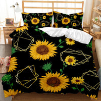 HKM-416723 Sunflower Pattern Modern Quilt Cover Set with Pillowcases in Multiple Sizes