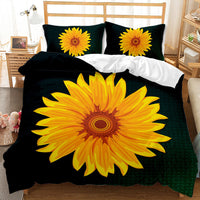 HKM-416723 Sunflower Pattern Modern Quilt Cover Set with Pillowcases in Multiple Sizes