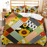 HKM-416723 Sunflower Pattern Modern Quilt Cover Set with Pillowcases in Multiple Sizes