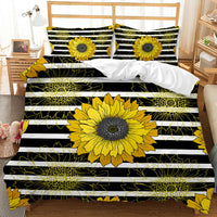 HKM-416723 Sunflower Pattern Modern Quilt Cover Set with Pillowcases in Multiple Sizes