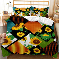 HKM-416723 Sunflower Pattern Modern Quilt Cover Set with Pillowcases in Multiple Sizes